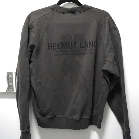 Helmut Lang Classic Logo Palm Crewneck Sweatshirt Faded Black XS NWT - Picture 1 of 7